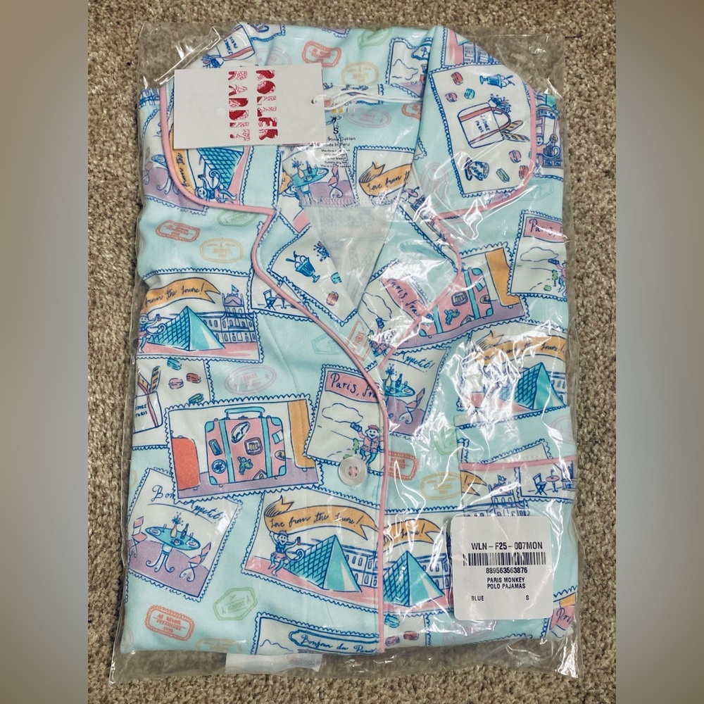 BRAND NEW Roller Rabbit Pajamas Size S Paris Money Polo Pajamas